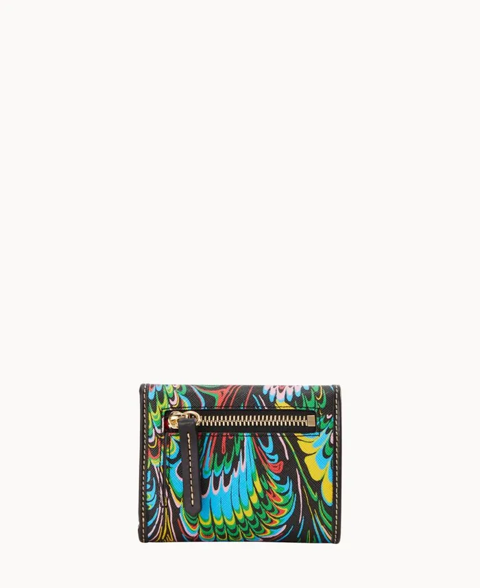Dooney and Bourke Plumes Small Flap Wallet Black WomenMen Wallets