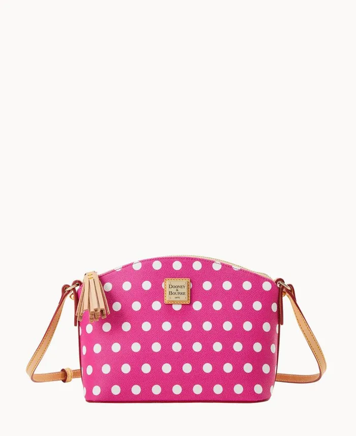 Dooney and Bourke Polka Dot Robin Crossbody Fuchsia WomenMen Crossbodies