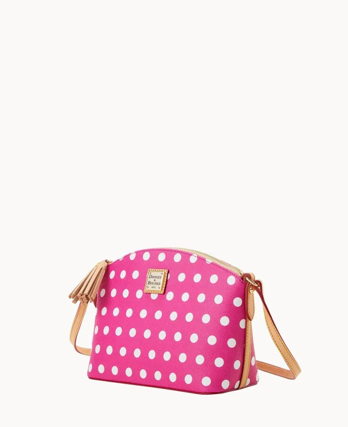 Dooney and Bourke Polka Dot Robin Crossbody Fuchsia WomenMen Crossbodies