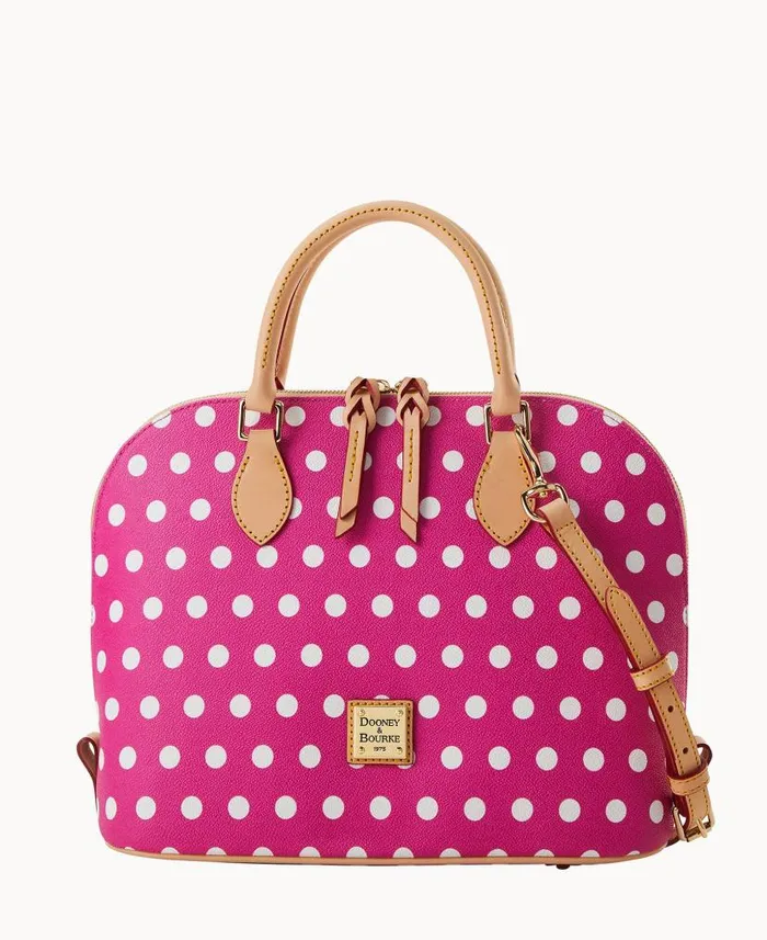 Dooney and Bourke Polka Dot Zip Zip Satchel Fuchsia WomenMen Satchels