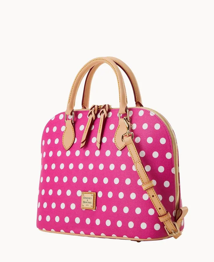 Dooney and Bourke Polka Dot Zip Zip Satchel Fuchsia WomenMen Satchels