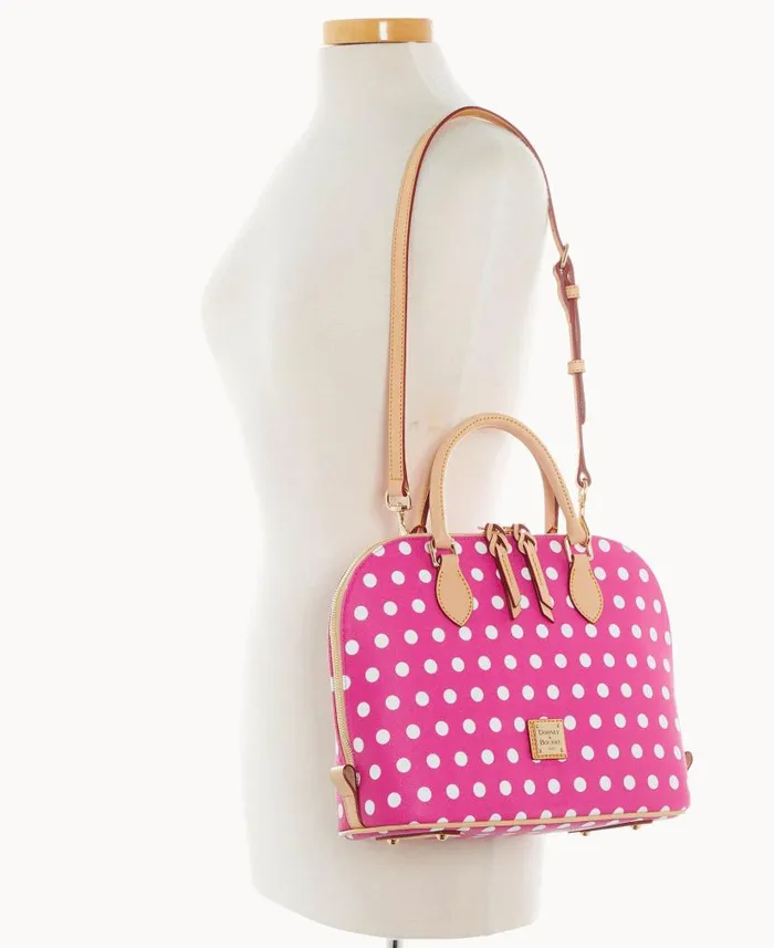 Dooney and Bourke Polka Dot Zip Zip Satchel Fuchsia WomenMen Satchels