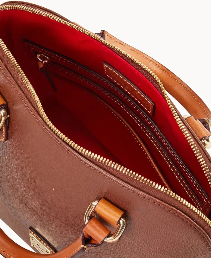 Dooney and Bourke Saffiano Domed Satchel Amber WomenMen Crossbodies