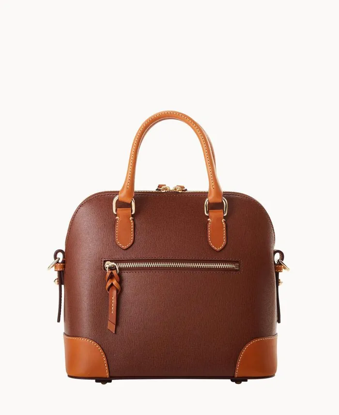 Dooney and Bourke Saffiano Domed Satchel Amber WomenMen Crossbodies