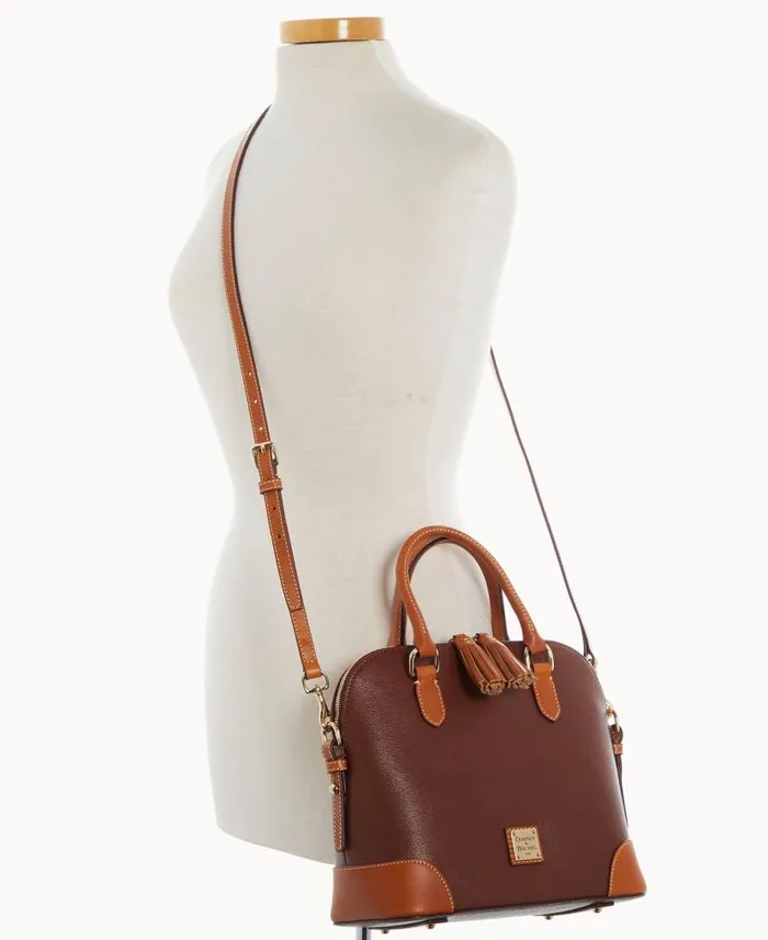 Dooney and Bourke Saffiano Domed Satchel Amber WomenMen Crossbodies