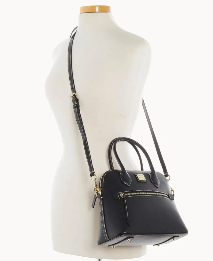 Dooney and Bourke Saffiano Domed Satchel Black WomenMen Satchels