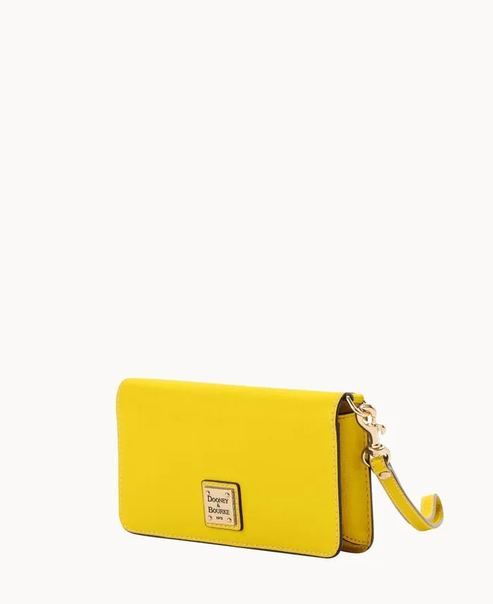 Dooney and Bourke Saffiano Fey Phone Wristlet Forsythia WomenMen Wallets