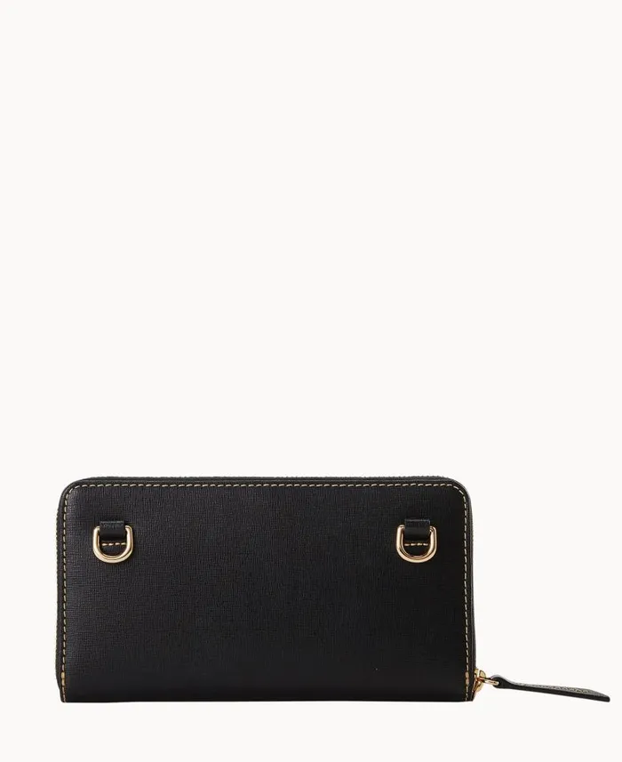 Dooney and Bourke Saffiano Large Zip Around Wristlet Crossbody Black WomenMen Crossbodies Dooney and Bourke Saffiano Large Zip Around Wristlet Crossbody Black WomenMen Crossbodies