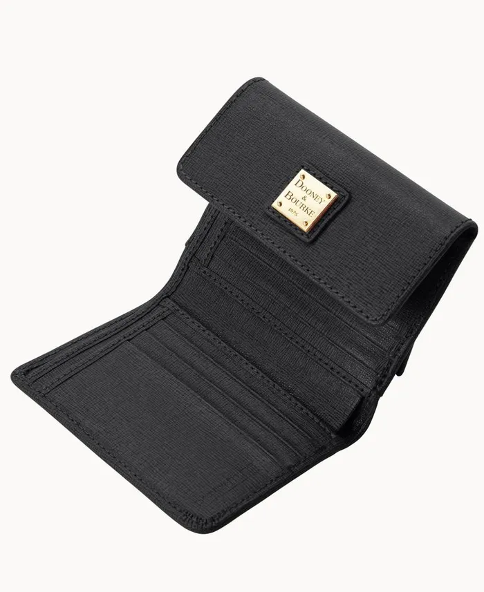 Dooney and Bourke Saffiano Small Flap Credit Card Wallet Black WomenMen Wallets Dooney and Bourke Saffiano Small Flap Credit Card Wallet Black WomenMen Wallets