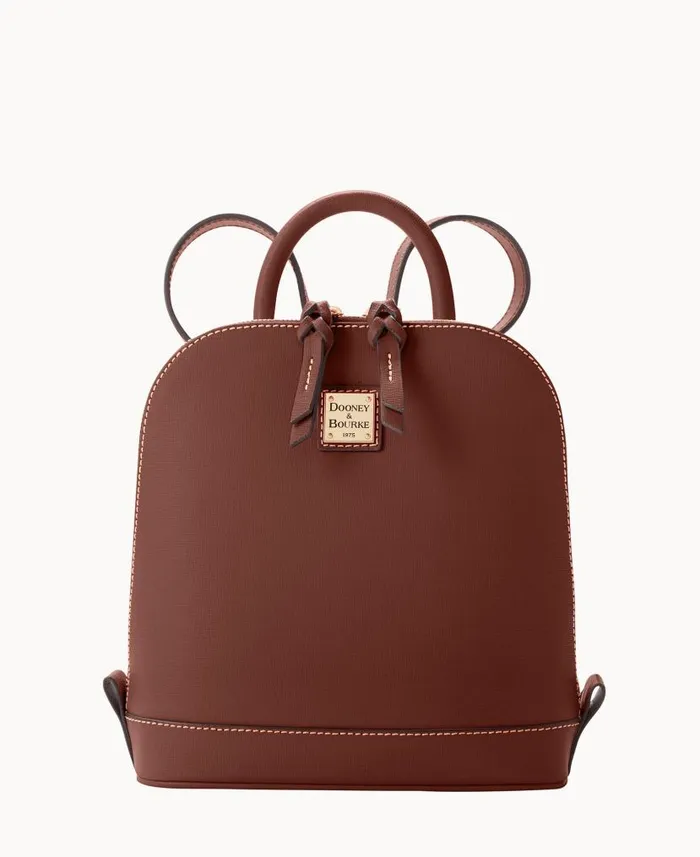 Dooney and Bourke Saffiano Small Zip Pod Backpack Amber WomenMen Backpacks