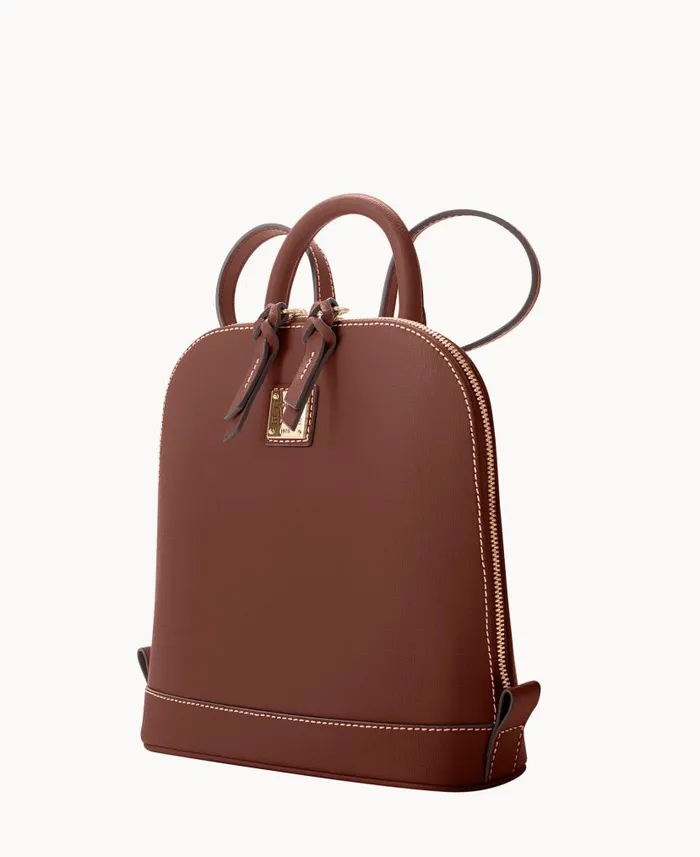 Dooney and Bourke Saffiano Small Zip Pod Backpack Amber WomenMen Backpacks
