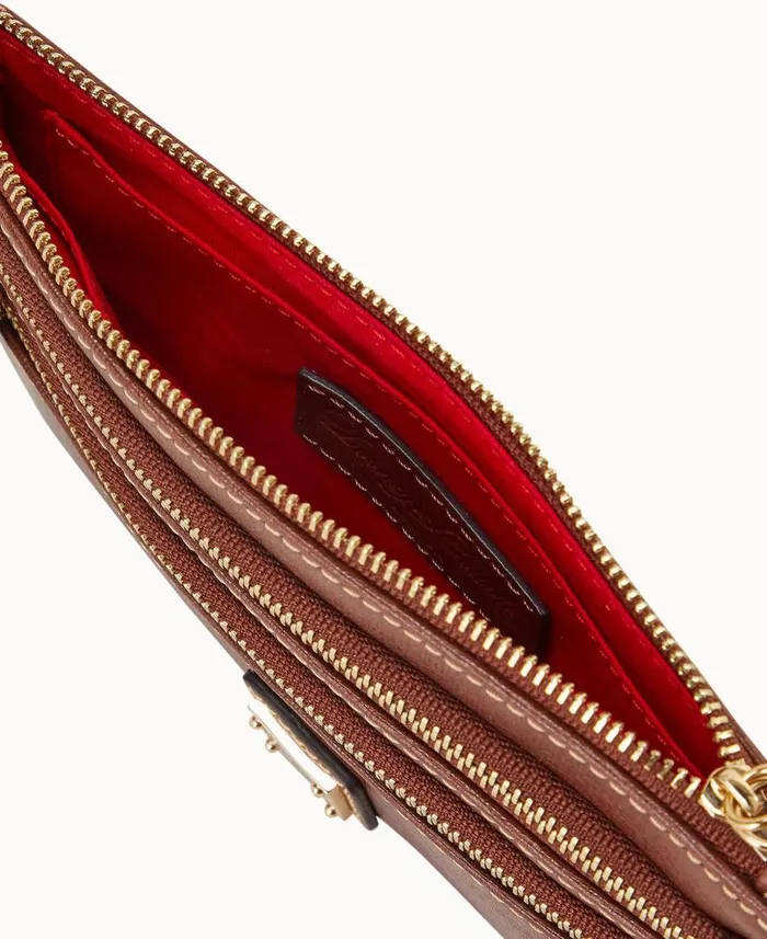 Dooney and Bourke Saffiano Triple Zip Wristlet Amber WomenMen Wallets