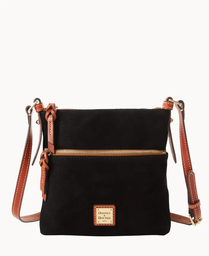 Dooney and Bourke Suede Letter Carrier Black WomenMen Crossbodies