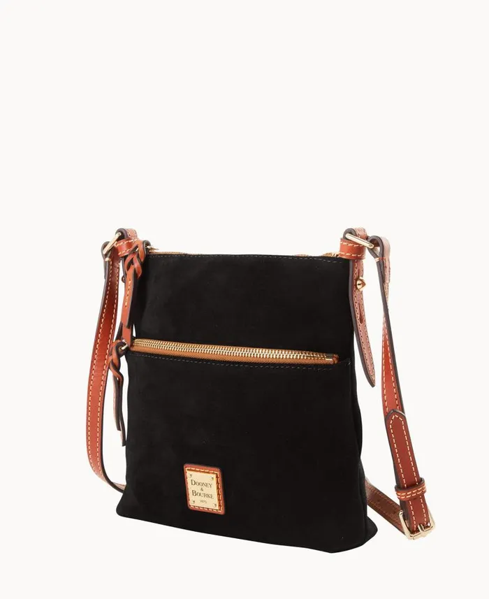 Dooney and Bourke Suede Letter Carrier Black WomenMen Crossbodies
