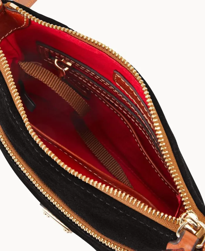 Dooney and Bourke Suede Letter Carrier Black WomenMen Crossbodies