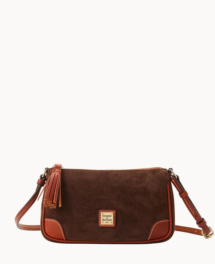 Dooney and Bourke Suede Slim Crossbody Brown Tmoro WomenMen Crossbodies