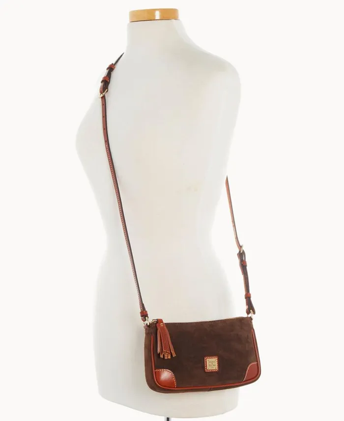 Dooney and Bourke Suede Slim Crossbody Brown Tmoro WomenMen Crossbodies
