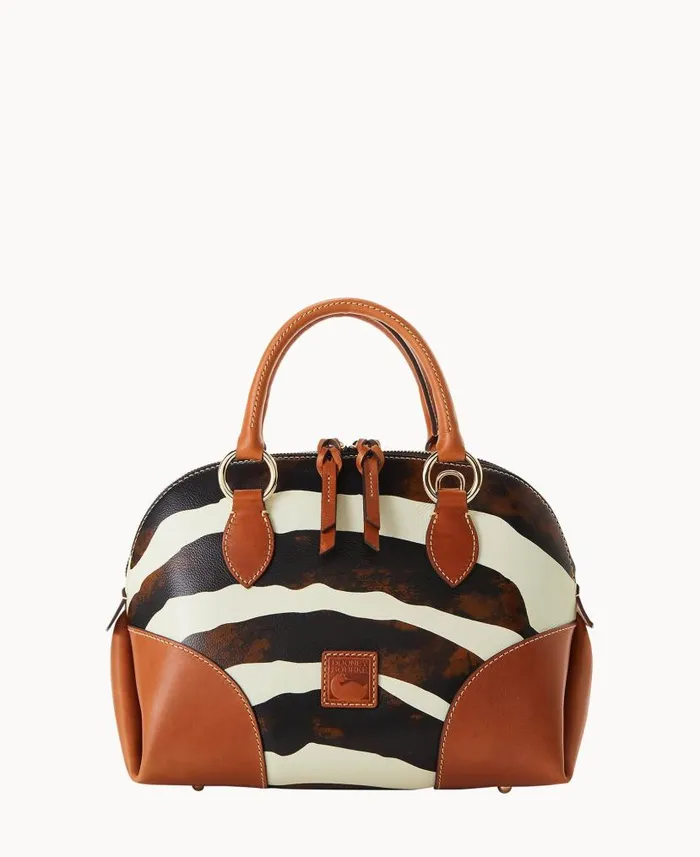 Dooney and Bourke Zebra Leather Domed Satchel Zebra WomenMen Satchels
