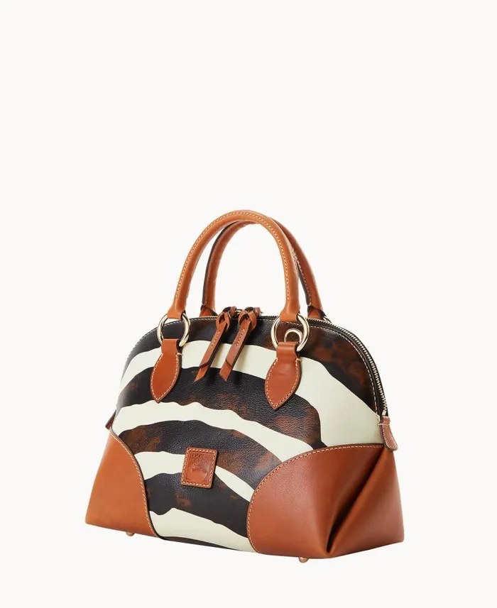Dooney and Bourke Zebra Leather Domed Satchel Zebra WomenMen Satchels