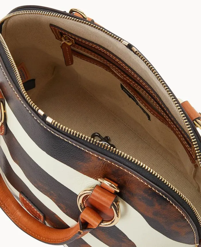 Dooney and Bourke Zebra Leather Domed Satchel Zebra WomenMen Satchels