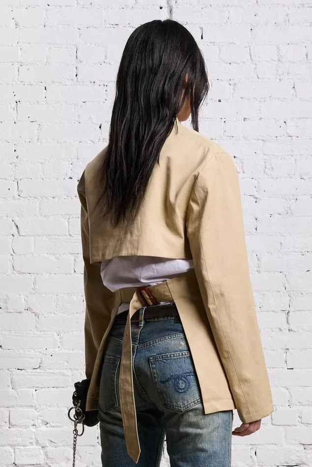 DOUBLE BREASTED OPEN BACK BLAZER 8211 LIGHT KHAKI Women R13 Jackets and Coats