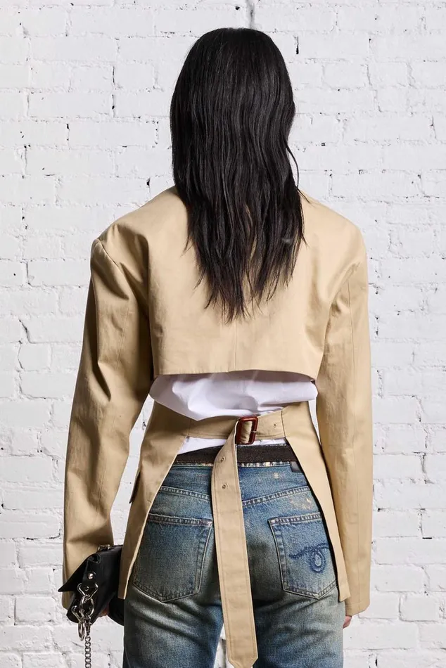 DOUBLE BREASTED OPEN BACK BLAZER 8211 LIGHT KHAKI Women R13 Jackets and Coats