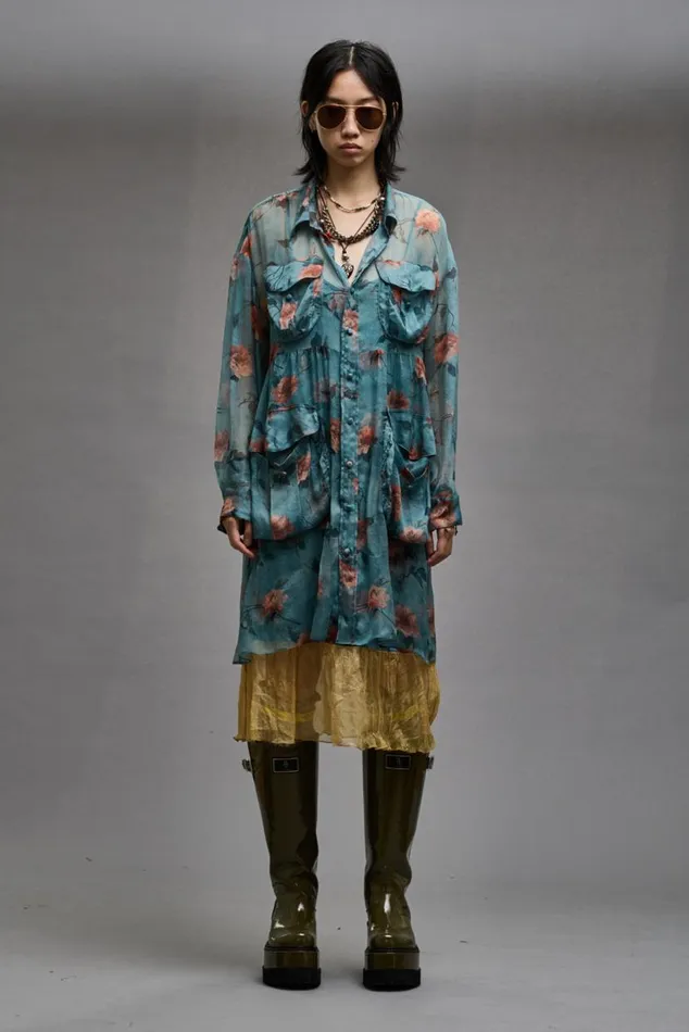 DOUBLE LAYER DRESS SET 8211 BLUE FLORAL Women R13 Dresses and Skirts