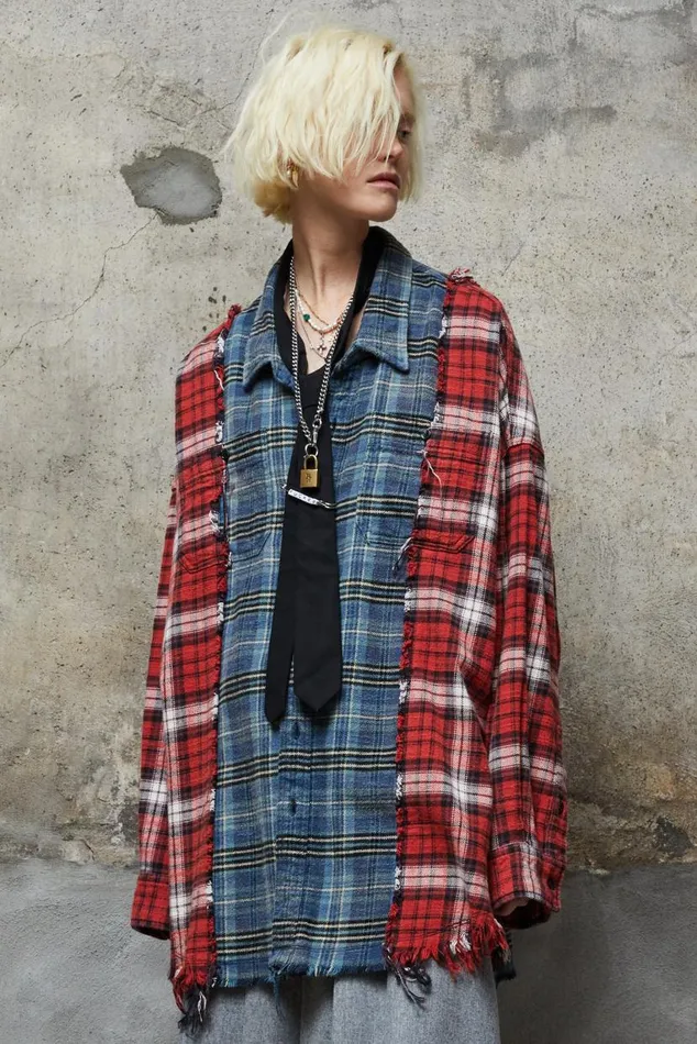 DROP NECK COMBO WORK SHIRT 8211 REDBLUE PLAID Women R13 Tops