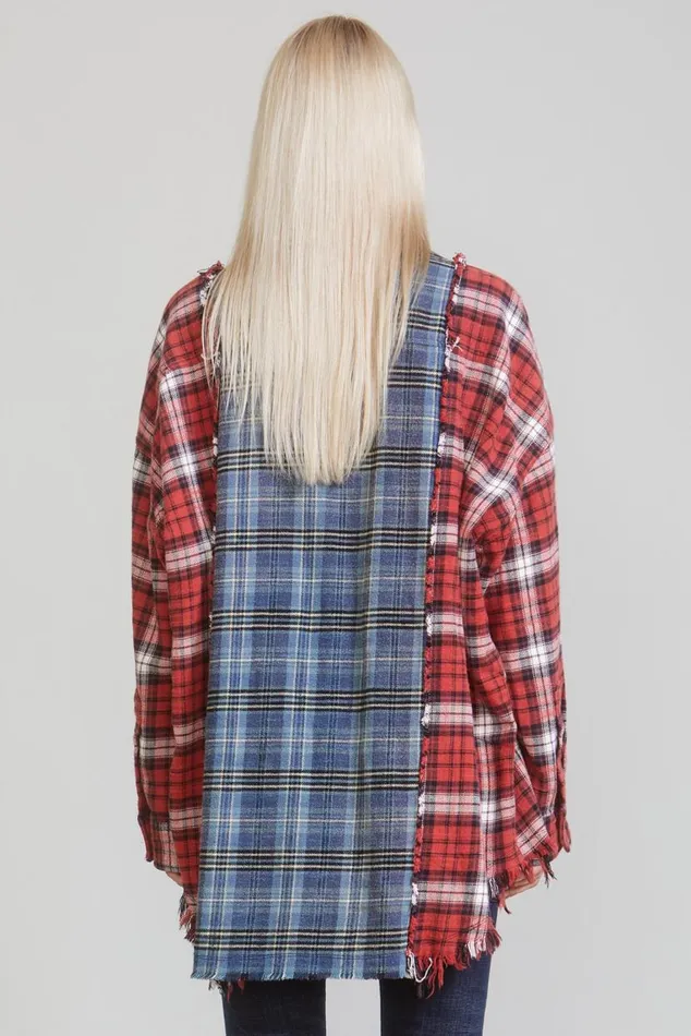 DROP NECK COMBO WORK SHIRT 8211 REDBLUE PLAID Women R13 Tops