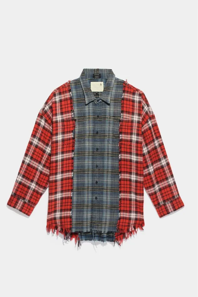 DROP NECK COMBO WORK SHIRT 8211 REDBLUE PLAID Women R13 Tops