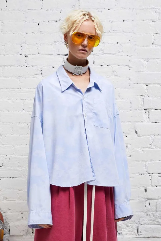 DROP NECK CROPPED SHIRT 8211 CLOUDY BLUE Women R13 Tops