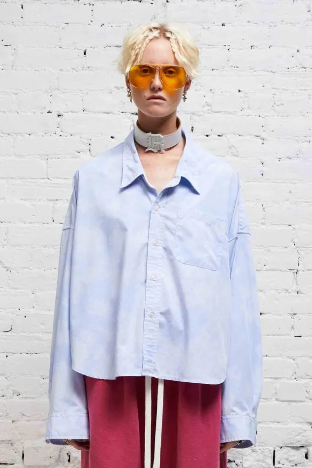 DROP NECK CROPPED SHIRT 8211 CLOUDY BLUE Women R13 Tops