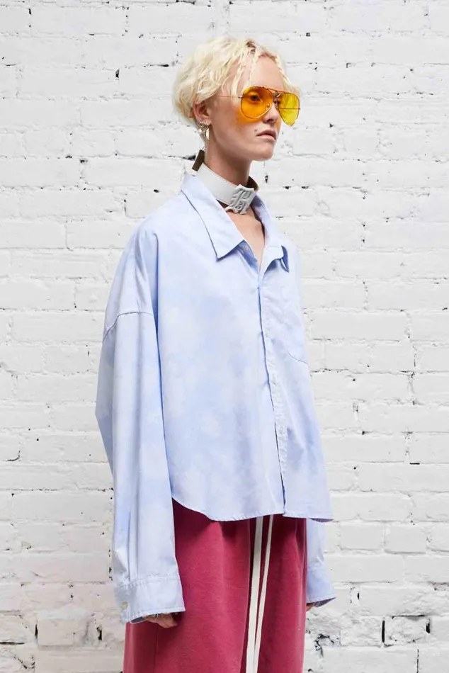 DROP NECK CROPPED SHIRT 8211 CLOUDY BLUE Women R13 Tops