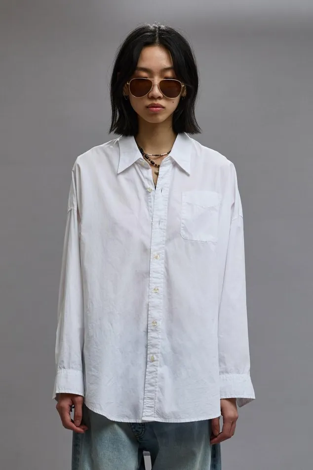 Drop Neck Oxford Shirt White Women R13 Tops