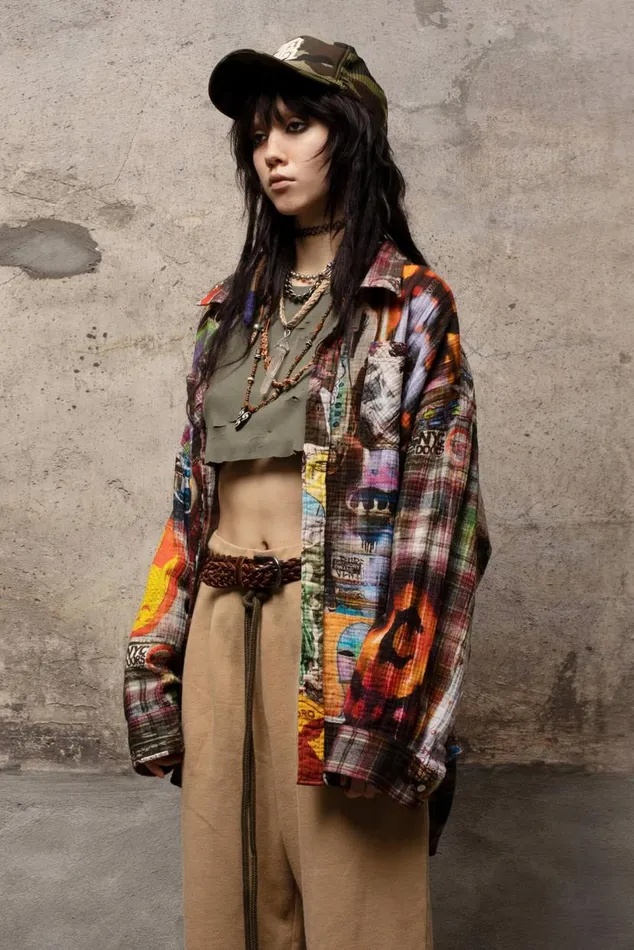 DROP NECK WORKSHIRT 8211 GRAFFITI PLAID Women R13 Tops