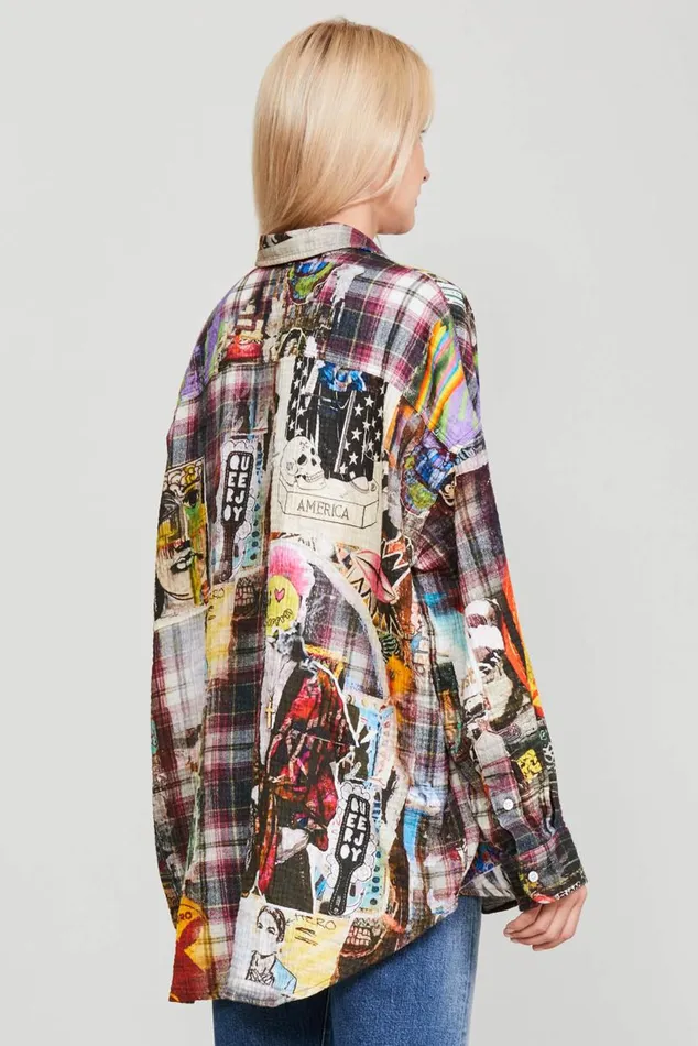 DROP NECK WORKSHIRT 8211 GRAFFITI PLAID Women R13 Tops