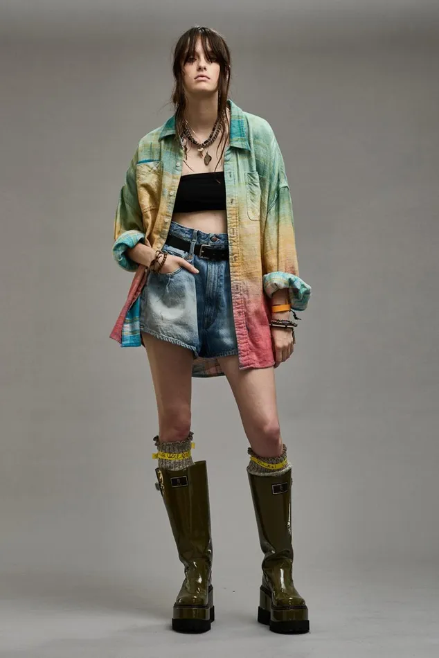 DROP NECK WORKSHIRT 8211 PASTEL PLAID Women R13 Tops