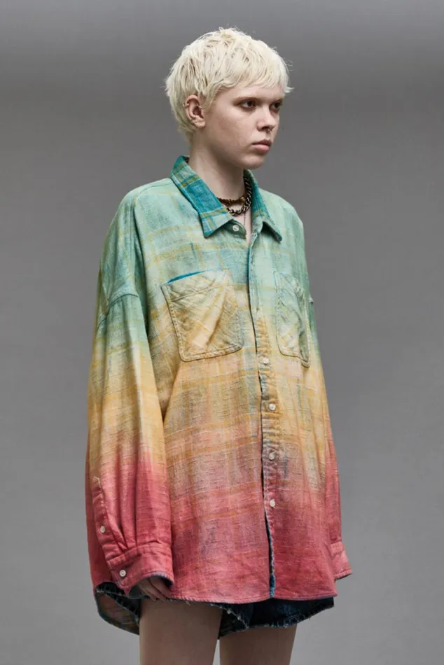 DROP NECK WORKSHIRT 8211 PASTEL PLAID Women R13 Tops
