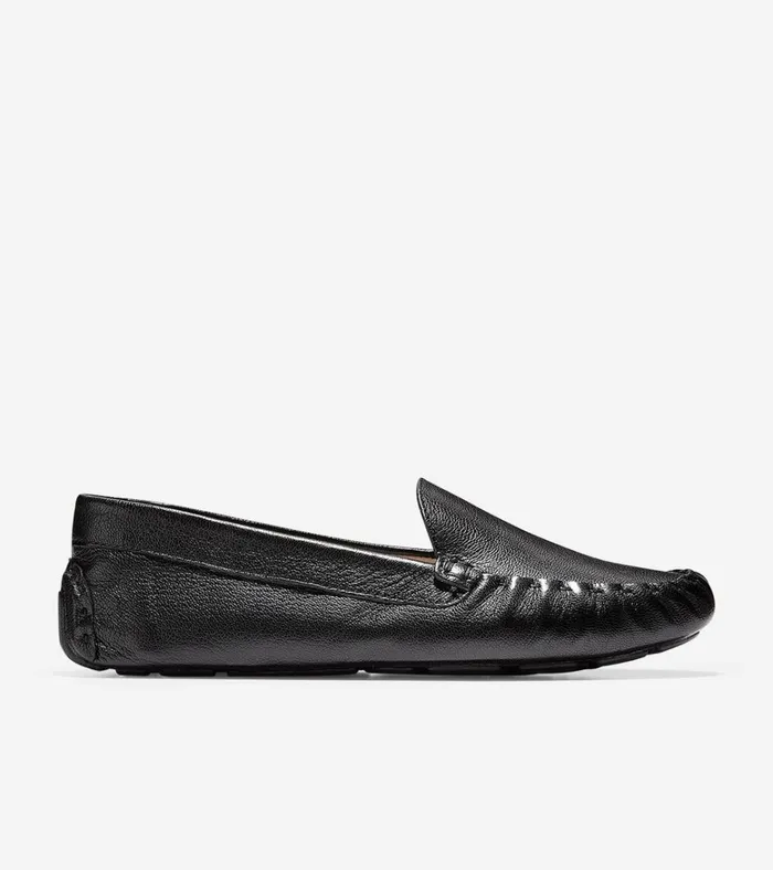 Evelyn Driver Black Leather Women Cole Haan Loafers and Drivers