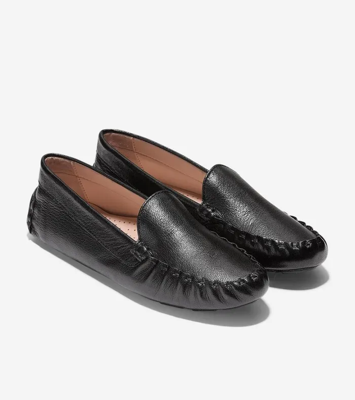 Evelyn Driver Black Leather Women Cole Haan Loafers and Drivers