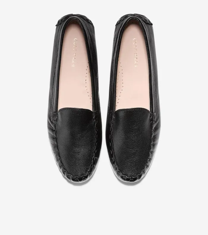Evelyn Driver Black Leather Women Cole Haan Loafers and Drivers