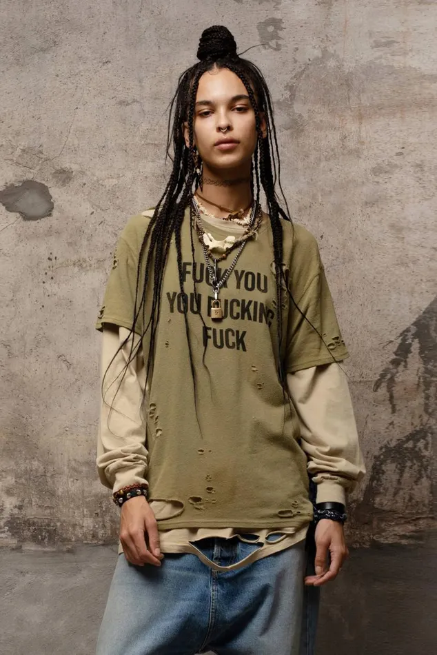 FU BOY T 8211 LIGHT GREEN Women R13 Tops