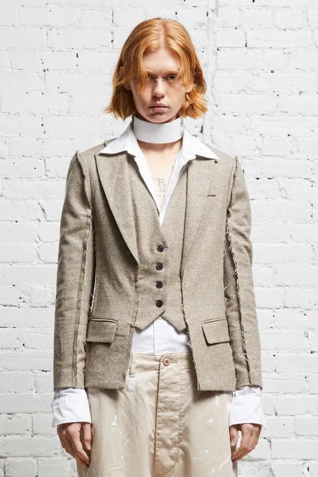 FLAT SLEEVE BLAZER 8211 OATMEAL Women R13 Jackets and Coats