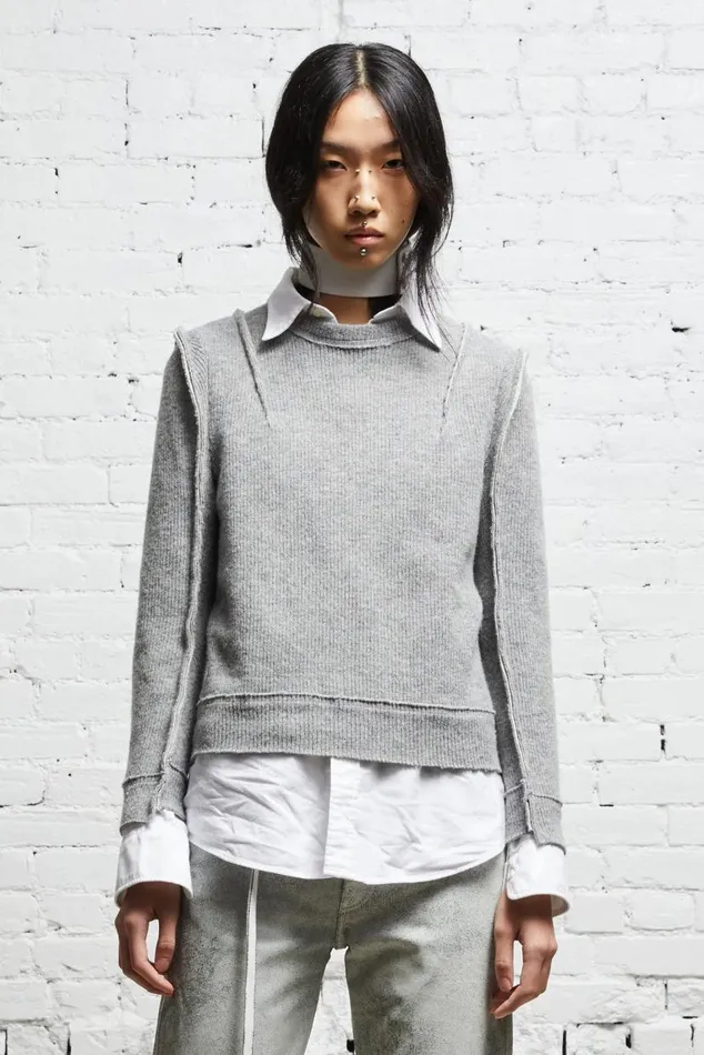 FLAT SLEEVE CREWNECK 8211 HEATHER GREY Women R13 Sweaters