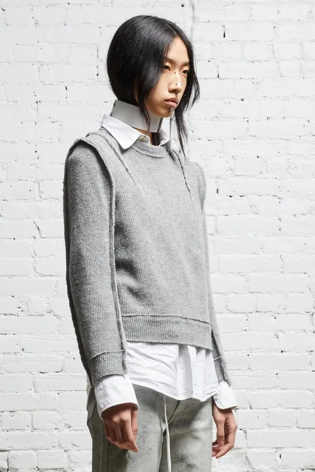 FLAT SLEEVE CREWNECK 8211 HEATHER GREY Women R13 Sweaters