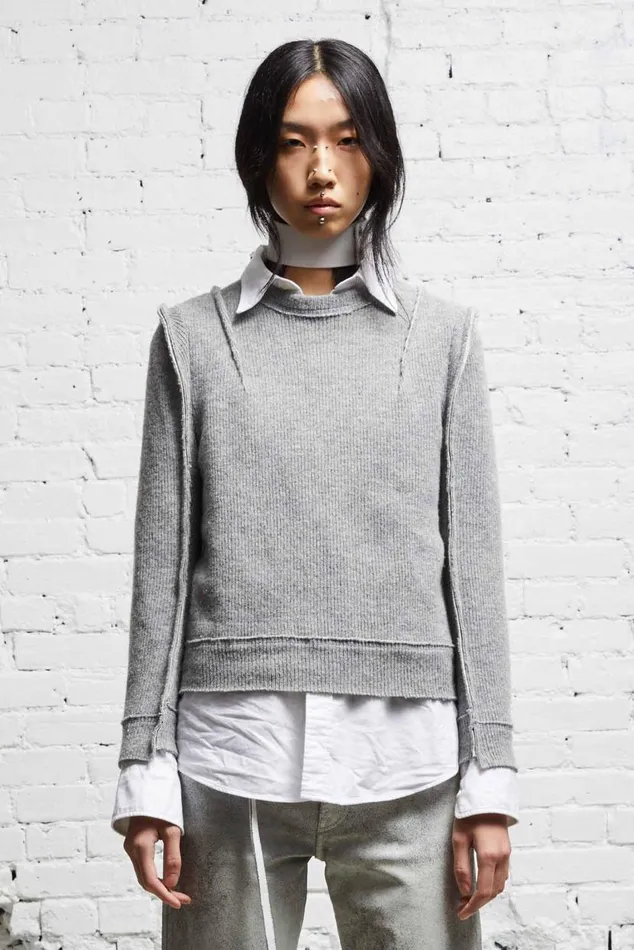 FLAT SLEEVE CREWNECK 8211 HEATHER GREY Women R13 Sweaters