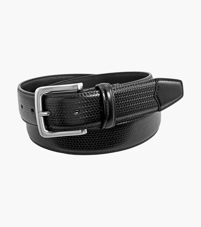 Florsheim Belts and Suspenders Marshall Embossed Weave Belt Black 8211 Men