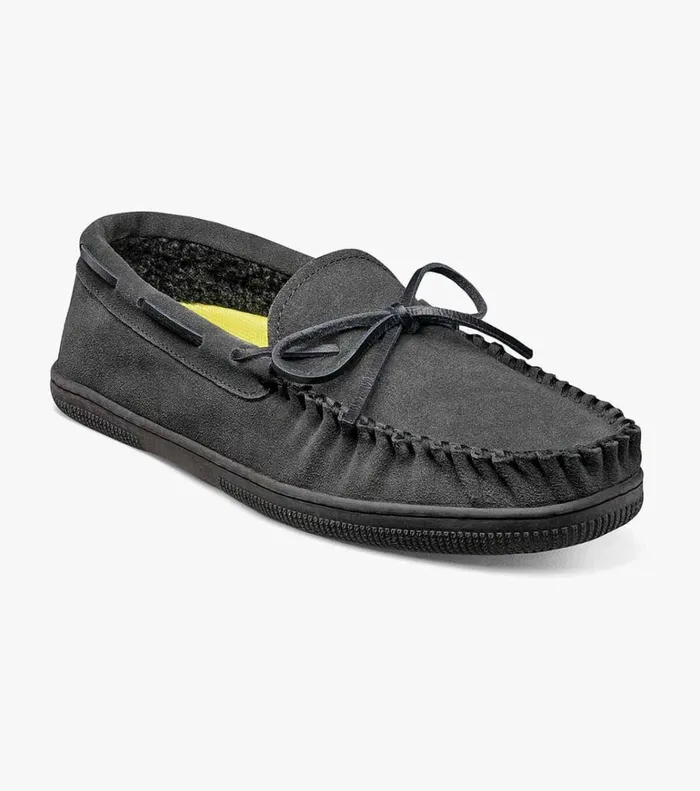 Florsheim Casual Shoes Cozzy Moc Toe Tie Slipper Gray Suede 8211 Men