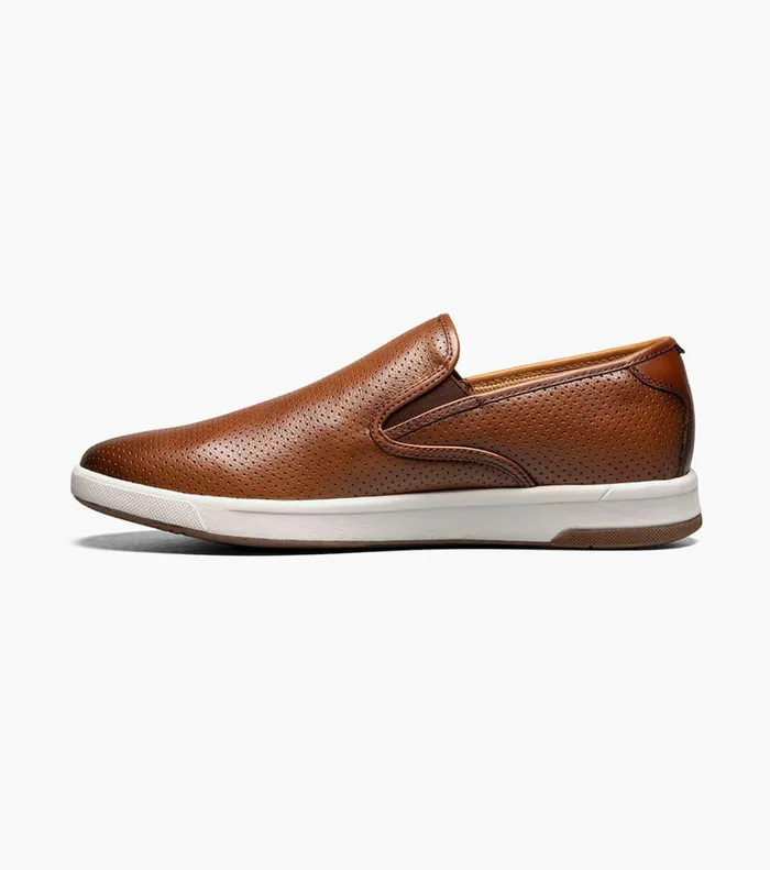 Florsheim Casual Shoes Crossover Plain Toe Slip On Sneaker Cognac Tumbled 8211 Men