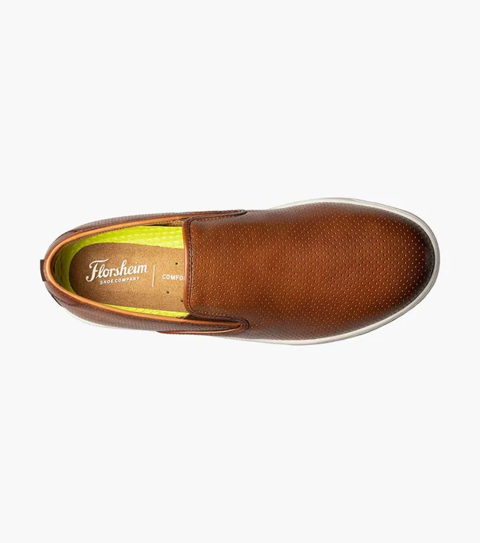 Florsheim Casual Shoes Crossover Plain Toe Slip On Sneaker Cognac Tumbled 8211 Men